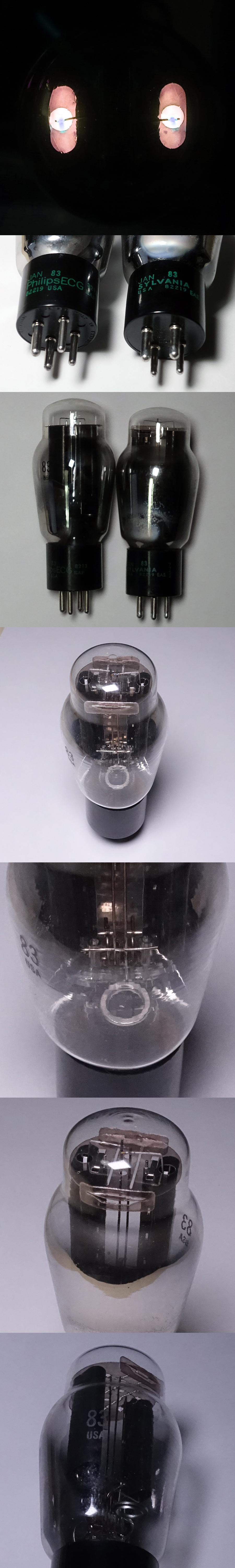 水銀整流管「83」/未使用SYLVANIA製3本ととPHILIPS ECG製の1本、計4本